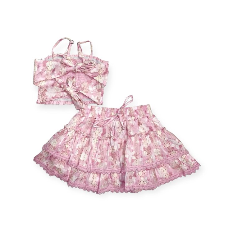 Flowers by Zoe Floral Eyelet Smock Skirt Set