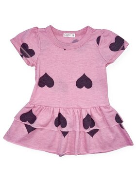 Cozii Hearts Puff Sleeve Ruffle Dress