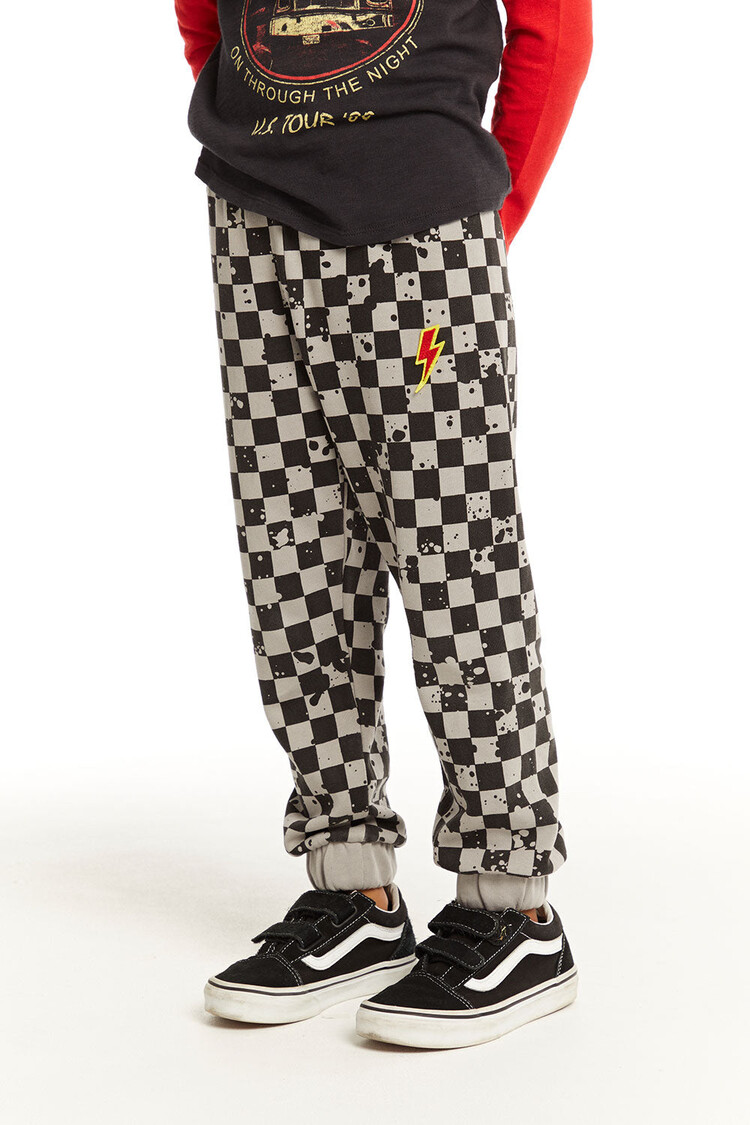 Chaser Lightning Splatter Checker Joggers