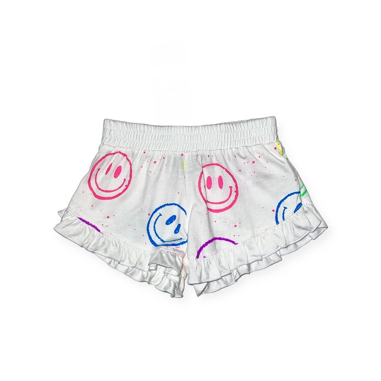 Flowers by Zoe Splattered Happy Faces Ruffle Shorts