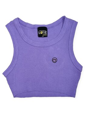 Love Junkie Thermal Crop Smiley Tank