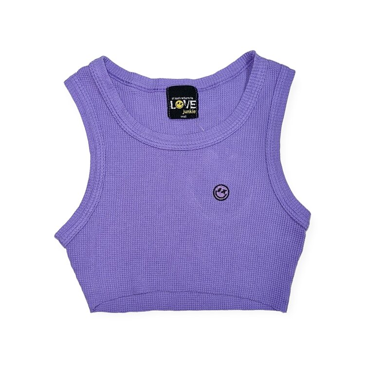 Love Junkie Thermal Crop Smiley Tank