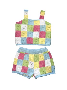 Design History Just Blue Crochet Short Set