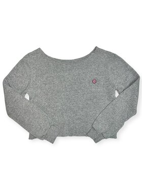 Love Junkie Off Shoulder Stitch Smiley Sweatshirt