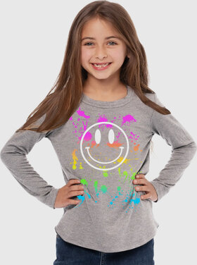 Malibu Sugar Splatter Happy Face LS Tee