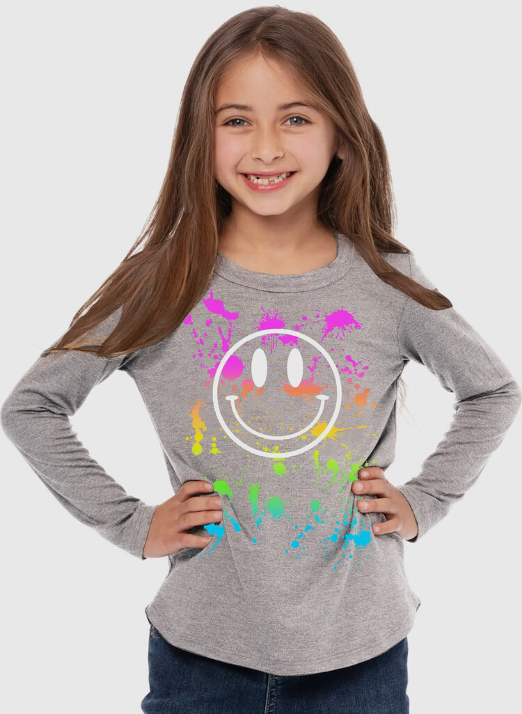 Malibu Sugar Splatter Happy Face LS Tee