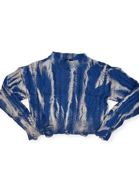 Flowers by Zoe Distressed Cable Sweater