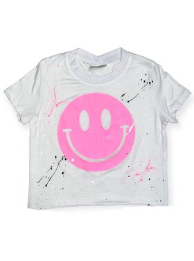Firehouse Pink Happy Face Splatter Tee