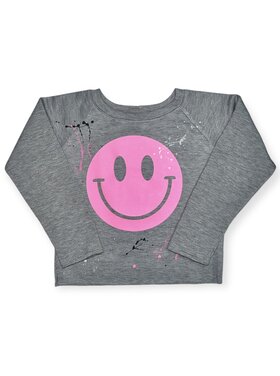 Firehouse Pink Happy Face Splattered Sweatshirt