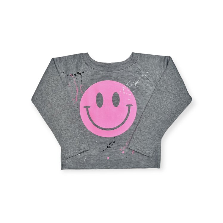 Firehouse Pink Happy Face Splattered Sweatshirt