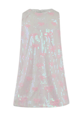 Dollfaced Kids Pink Bow Sequin Dress