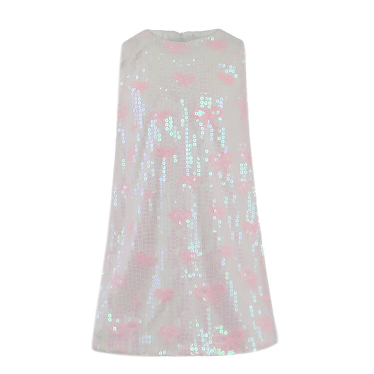 Dollfaced Kids Pink Bow Sequin Dress