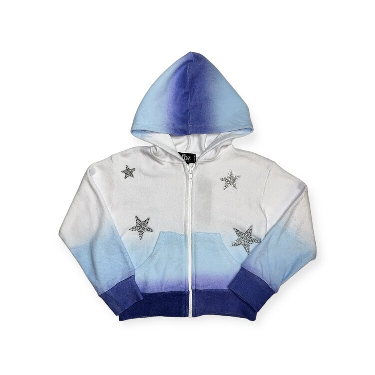 Flowers by Zoe Ombre Reverse Fleece Star Zip Hoodie