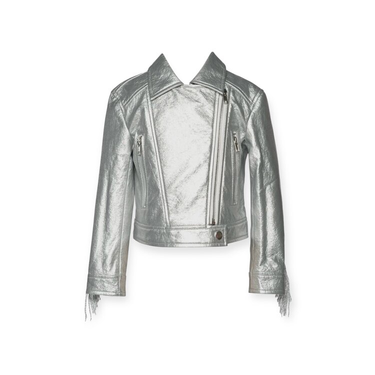 Hannah Banana Fringe Back Moto Jacket