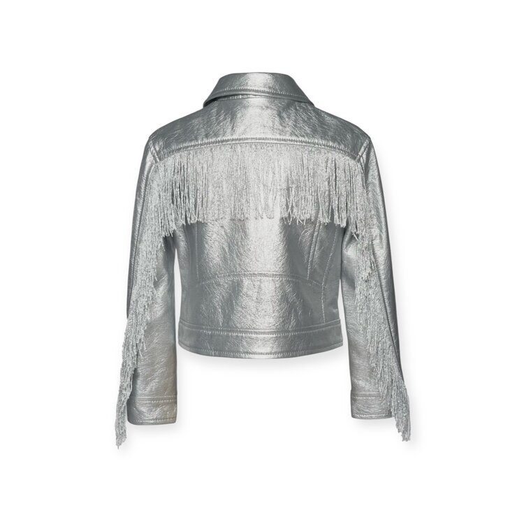 Hannah Banana Fringe Back Moto Jacket