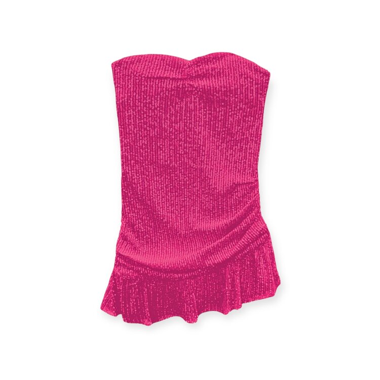 Katie J NYC Estelle Asymmetrical Strapless Sequin Dress