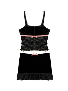 Katie J NYC Maeve Velvet Lace Skirt Set