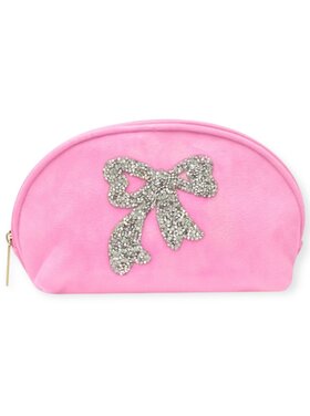 Iscream Glitter Bow Oval Cosmetic Bag