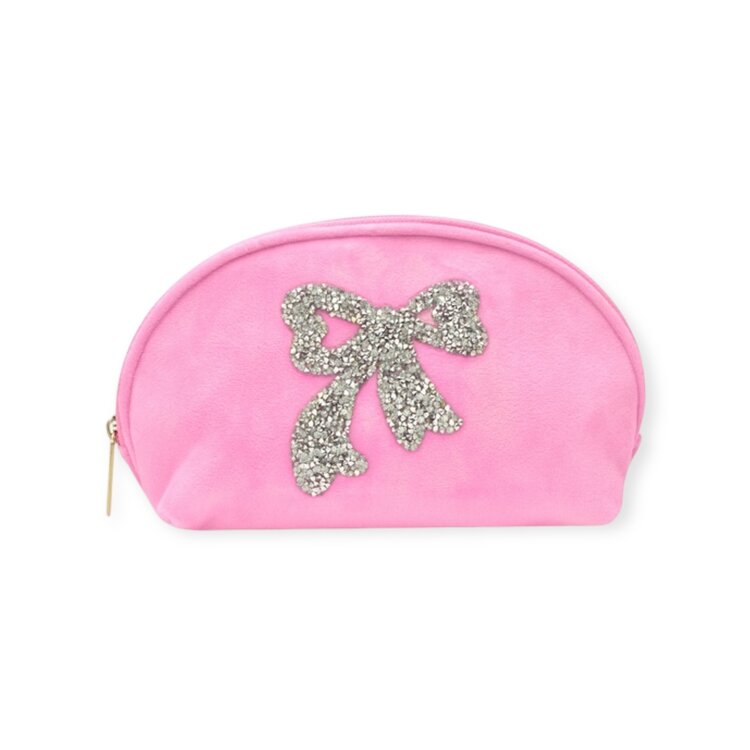 Iscream Glitter Bow Oval Cosmetic Bag