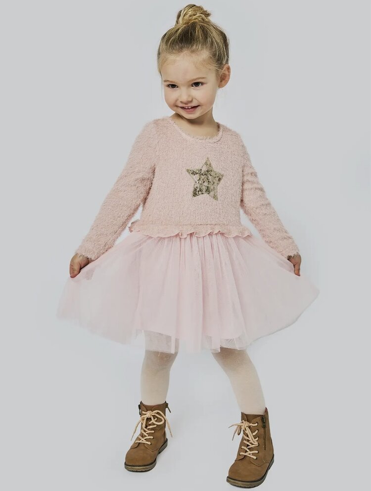 Hannah Banana Sequin Star LS Dress