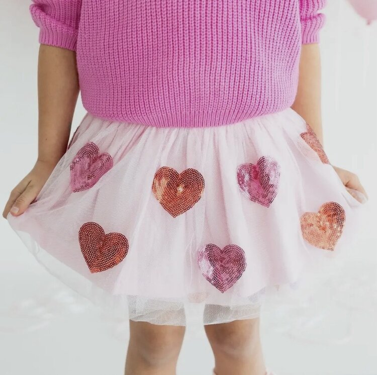 Sweet Wink Sequin Heart Tutu Skirt
