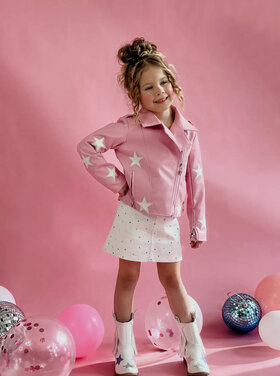 Ellie & Mila Faux Leather Stars Jacket