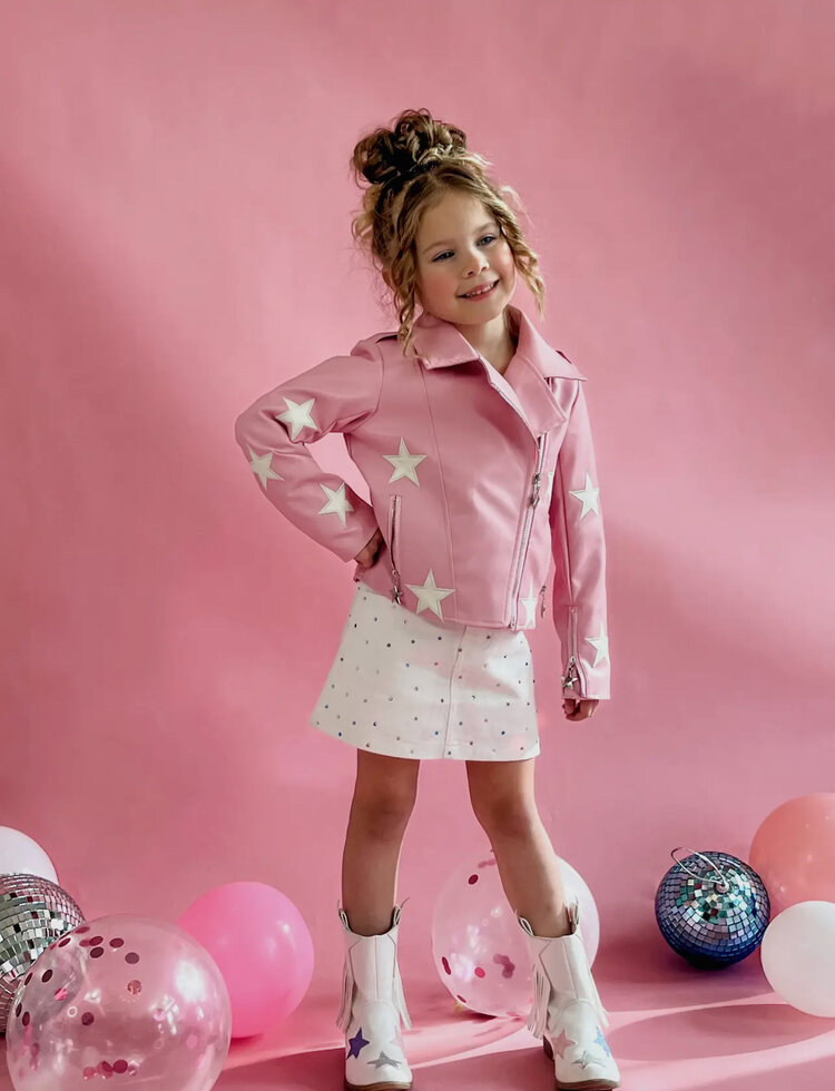 Ellie & Mila Faux Leather Stars Jacket