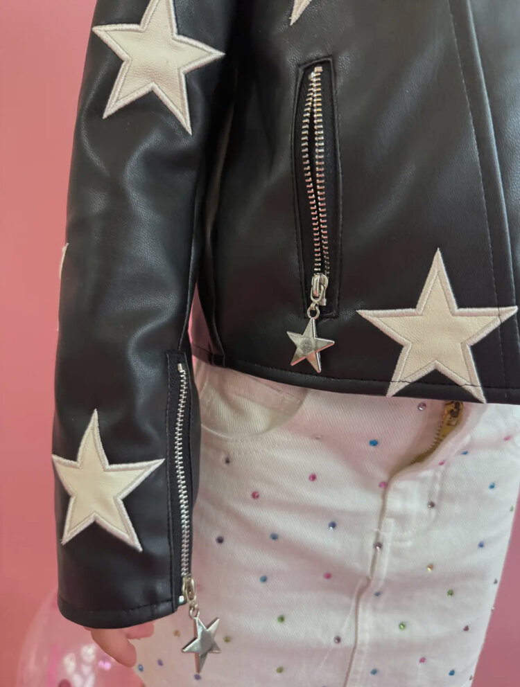 Ellie & Mila Faux Leather Stars Jacket