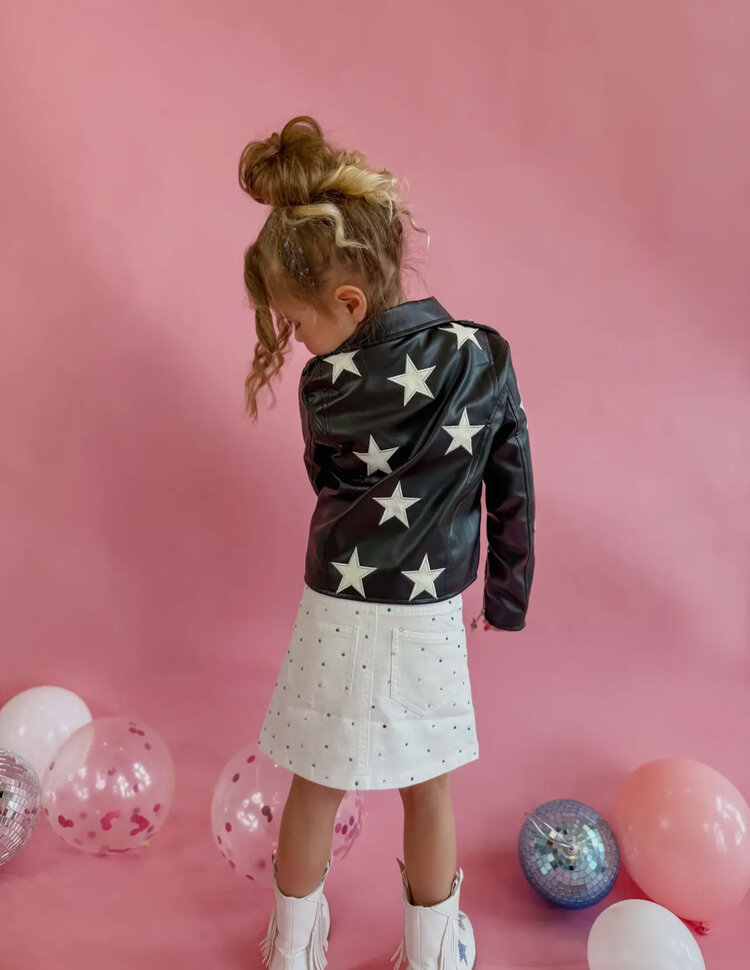 Ellie & Mila Faux Leather Stars Jacket