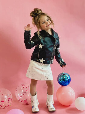 Ellie & Mila Faux Leather Stars Jacket