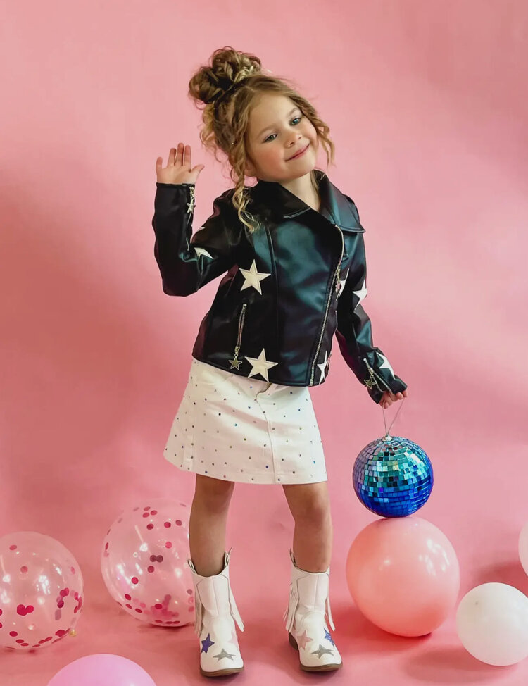 Ellie & Mila Faux Leather Stars Jacket