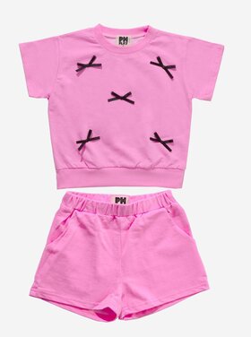 Petite Hailey Bows Sweat Short Set