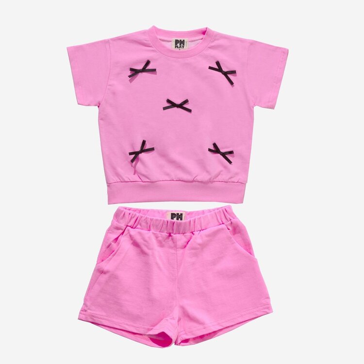 Petite Hailey Bows Sweat Short Set