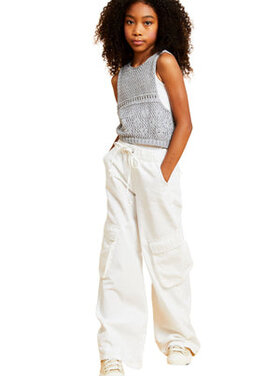 Tractr Twill Wide Leg Cargo Pant