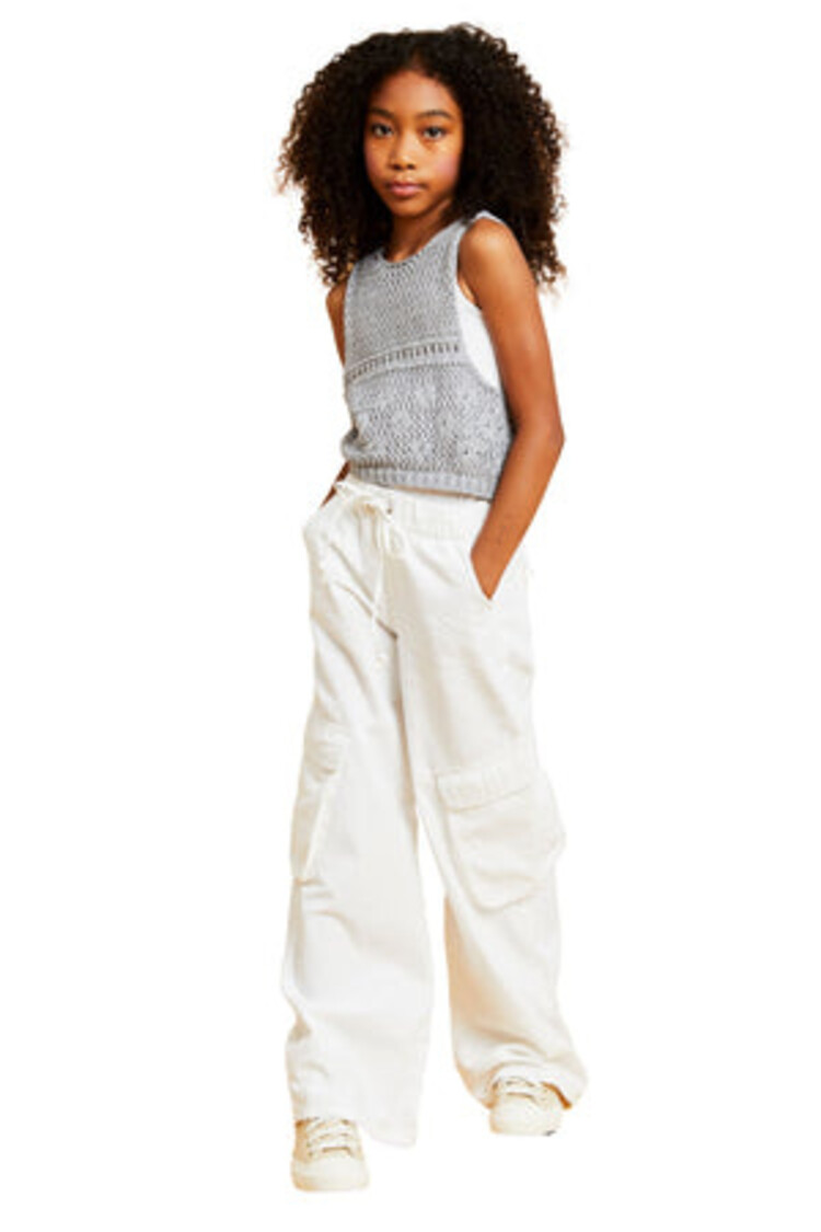 Tractr Twill Wide Leg Cargo Pant