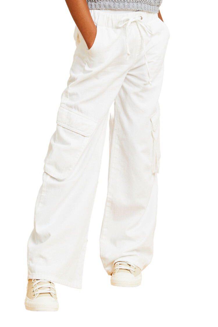 Tractr Twill Wide Leg Cargo Pant