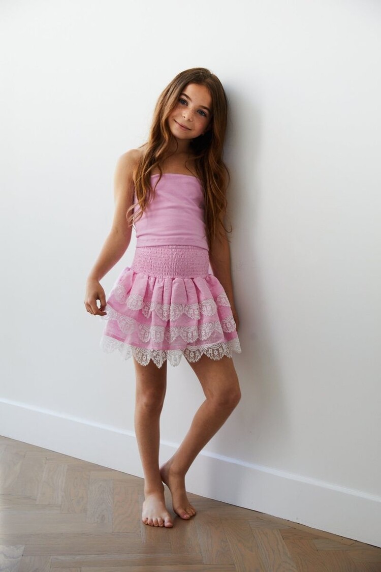 THEME Alexa Lace Trim Tube Top