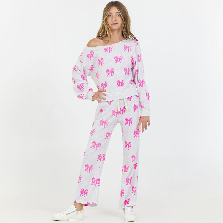 Vintage Havana All Over Bow Waffle Wide Leg Pant