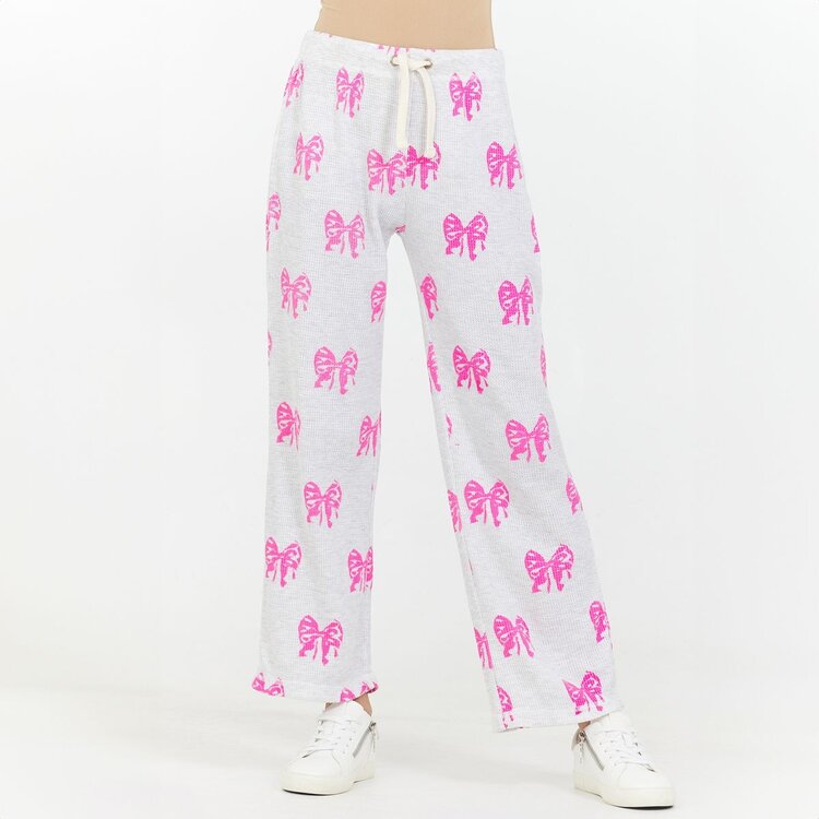 Vintage Havana All Over Bow Waffle Wide Leg Pant
