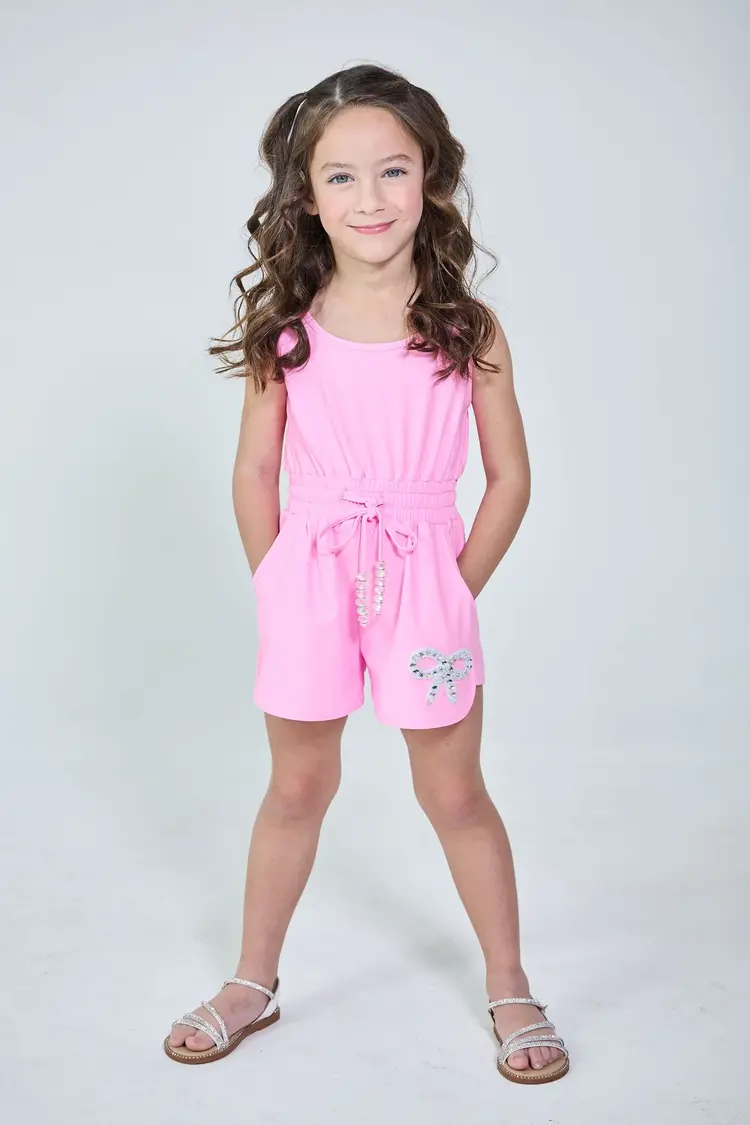 Dollfaced Kids Crystal Bow Short Romper
