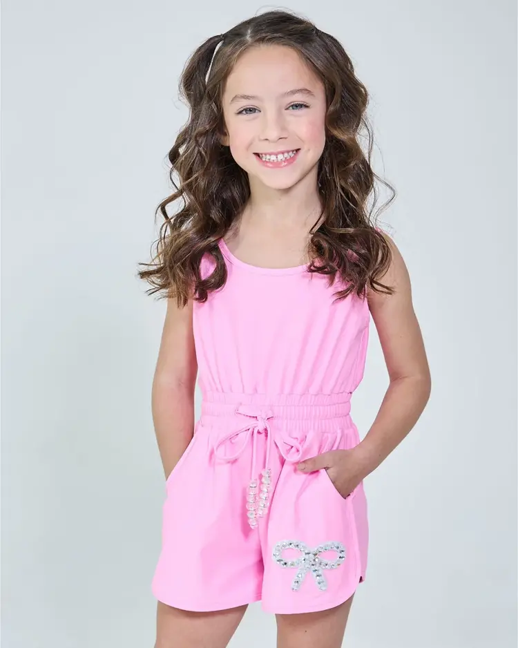 Dollfaced Kids Crystal Bow Short Romper