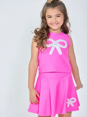 Dollfaced Kids Crystal Bow Skort Set