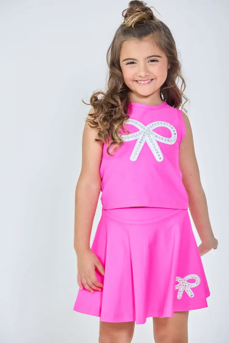 Dollfaced Kids Crystal Bow Skort Set