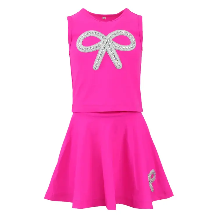 Dollfaced Kids Crystal Bow Skort Set