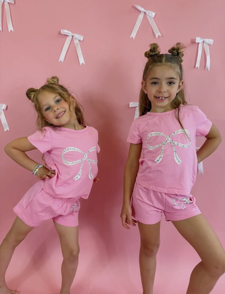 Ellie & Mila Crystal Bow Short Set