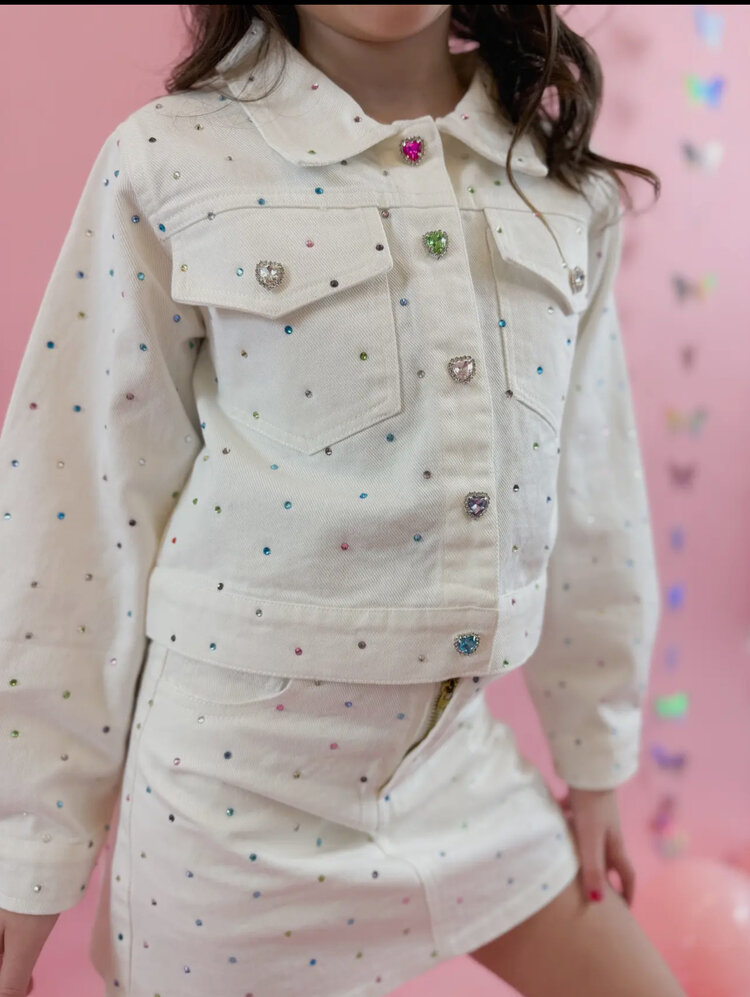 Ellie & Mila Rainbow Gem Denim Jacket