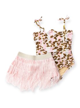 Shade Critters Metallic Leopard One Piece/Fringe Skirt