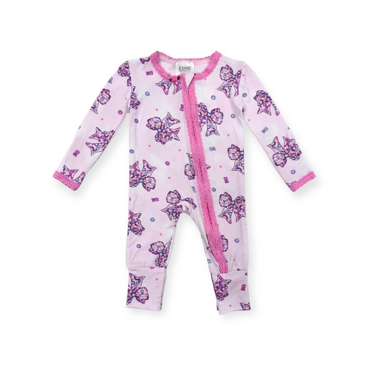 Esme Fabulous Bows Lace Trim Flip Footie