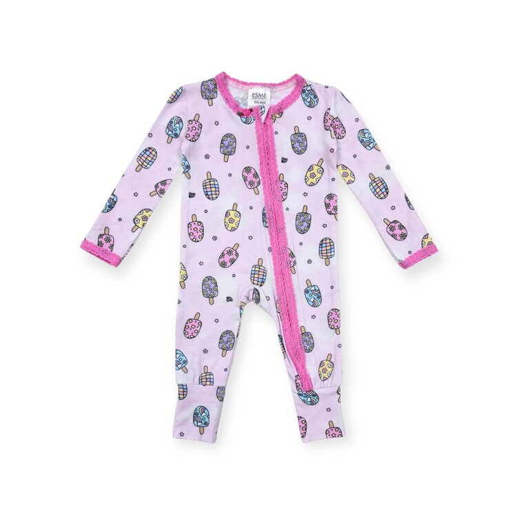 Esme Groovy Popsicles Lace Trim Flip Footie