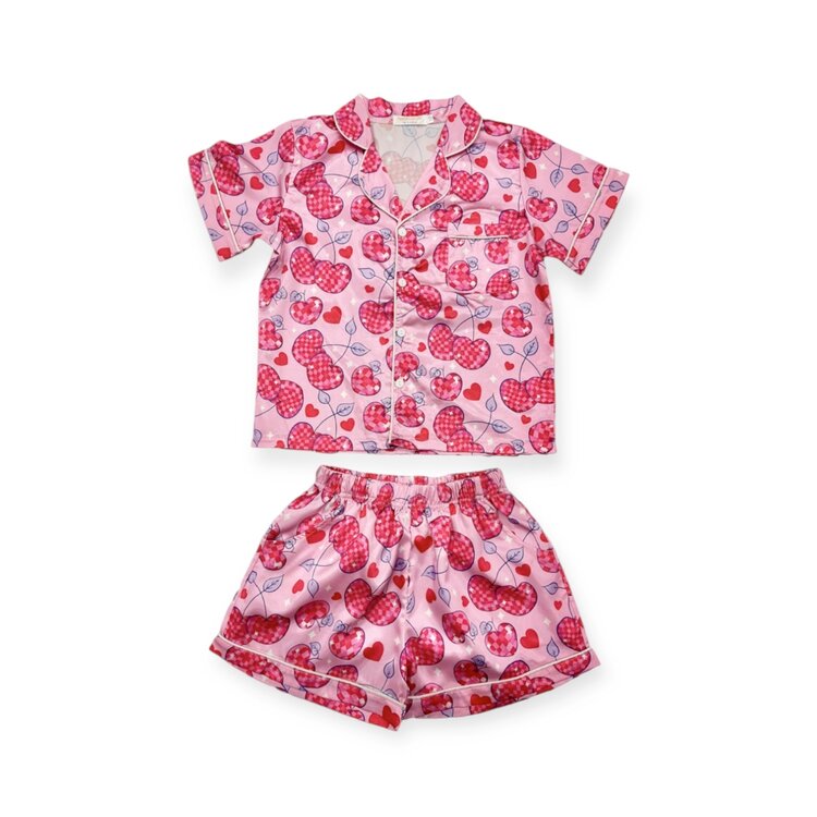 Tweenstyle Love Cherries Satin PJ Short Set